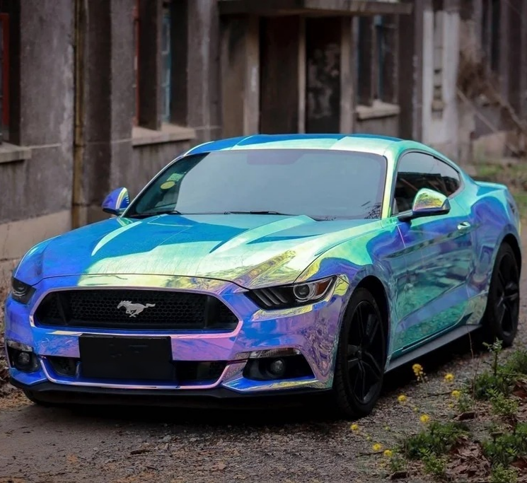 Gloss Holographic Rainbow Chrome Laser Electroplated Blue Car Vinyl Wrap product image 4 - Veloro chrome vinyl wrap