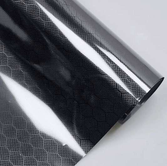 Gloss Honeycomb Carbon Fiber Black Car Vinyl Wrap PET