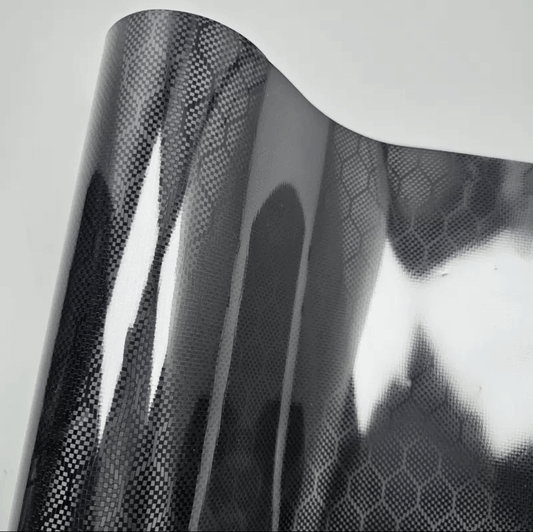 Gloss Honeycomb Carbon Fiber Black Car Vinyl Wrap PET product image 2 - Veloro carbon fiber vinyl wrap
