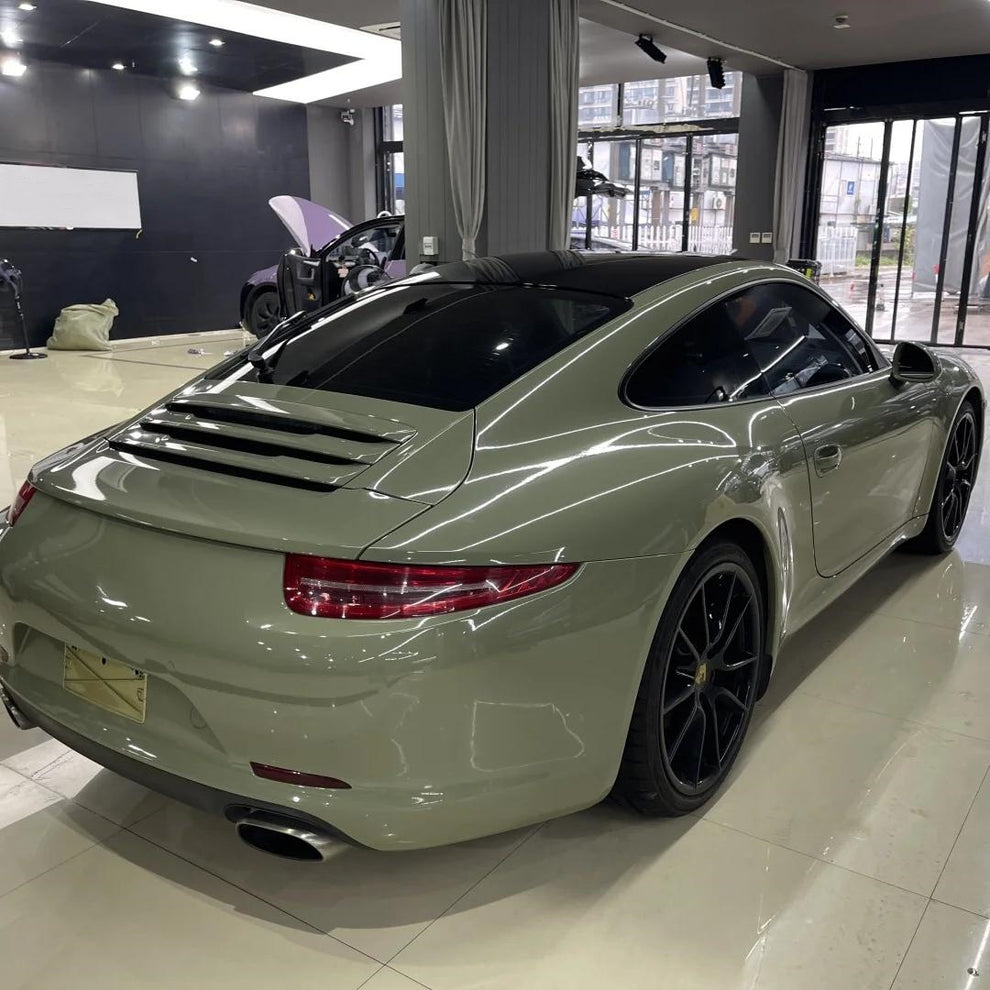 Super Glossy Khaki Green Car Vinyl Wrap PET product image 5 - Veloro gloss vinyl wrap
