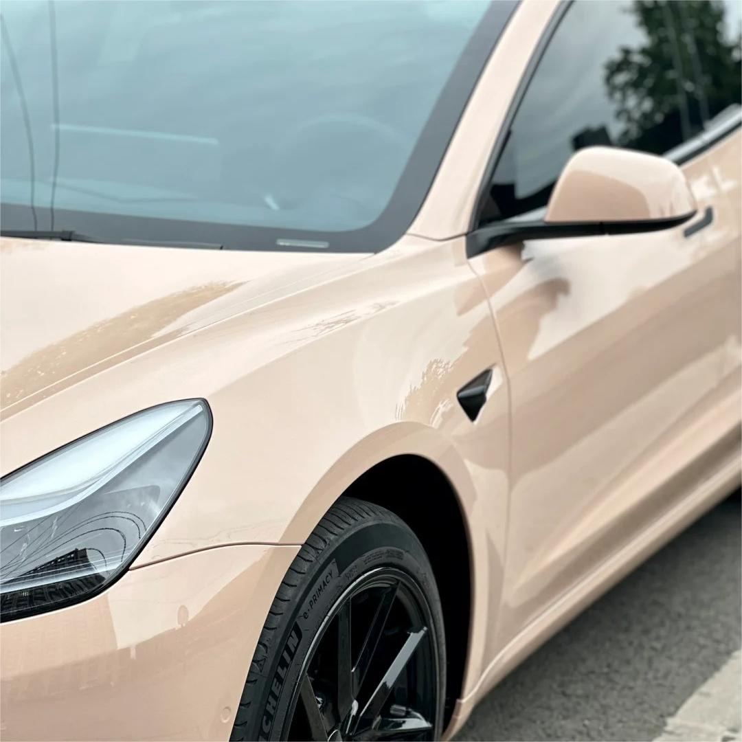 Gloss Super Shine Latte Car Vinyl Wrap PET product image 6 - Veloro gloss vinyl wrap