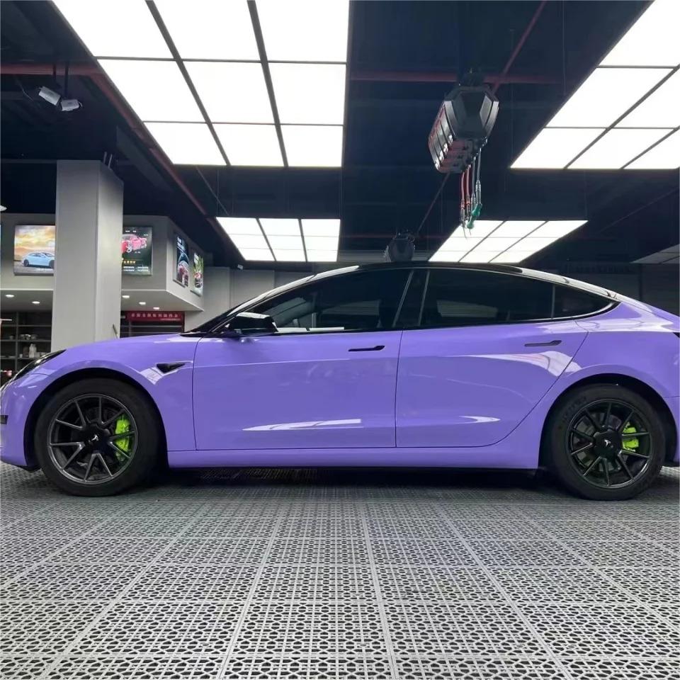 Gloss Lavender Purple Car Vinyl Wrap Tesla BMW PET product image 8 - Veloro gloss vinyl wrap