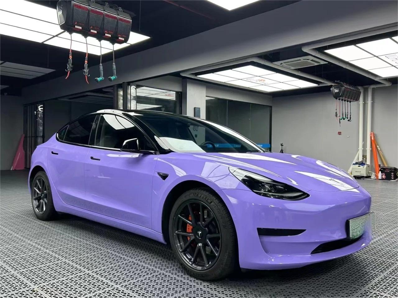 Gloss Lavender Purple Car Vinyl Wrap Tesla BMW PET product image 11 - Veloro gloss vinyl wrap
