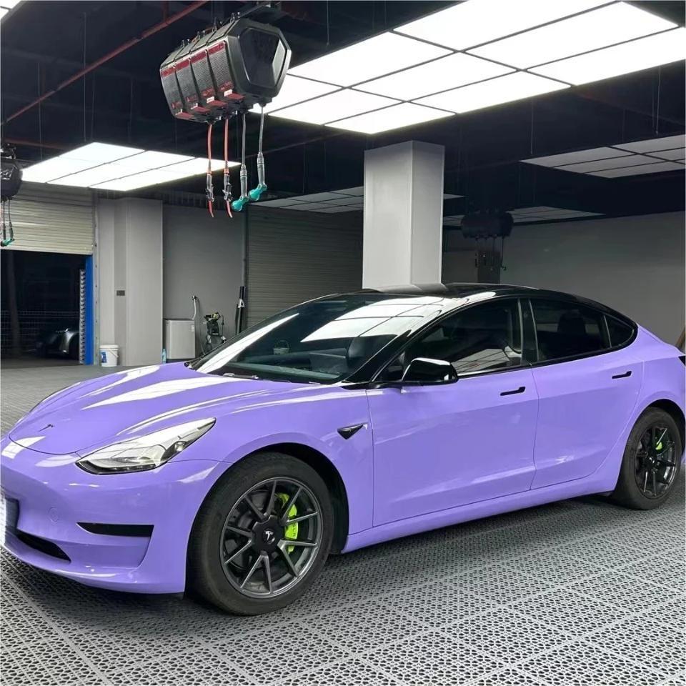 Gloss Lavender Purple Car Vinyl Wrap Tesla BMW PET product image 9 - Veloro gloss vinyl wrap