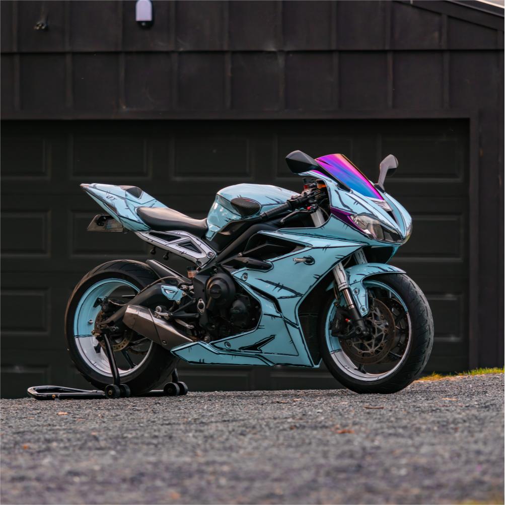 Gloss Ice Blue Car Vinyl Wrap PET product image 3 - Veloro gloss vinyl wrap