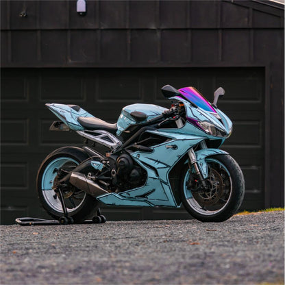 Gloss Ice Blue Car Vinyl Wrap PET product image 3 - Veloro gloss vinyl wrap