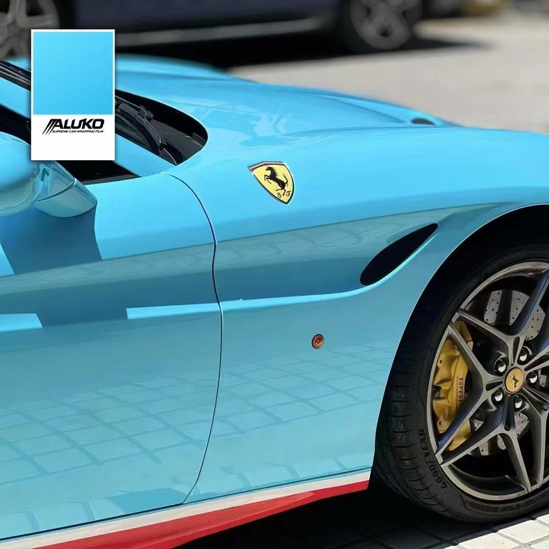 Gloss Light Sky Blue Car Vinyl Wrap PET product image 11 - Veloro gloss vinyl wrap
