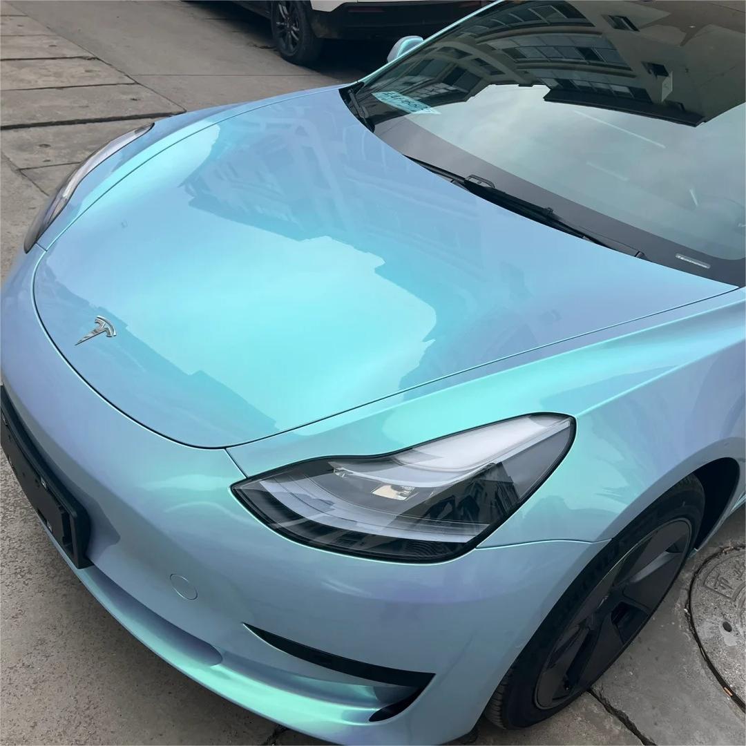 Gloss Metallic Chameleon Candy Blue Green Car Vinyl Wrap product image 6 - Veloro color shift vinyl wrap