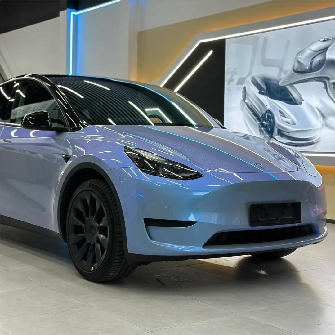 Gloss Metallic Chameleon Grey Blue Car Vinyl Wrap product image 4 - Veloro color shift vinyl wrap