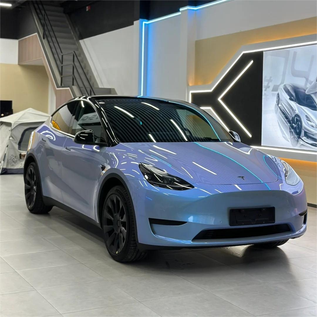 Gloss Metallic Chameleon Grey Blue Car Vinyl Wrap product image 3 - Veloro color shift vinyl wrap