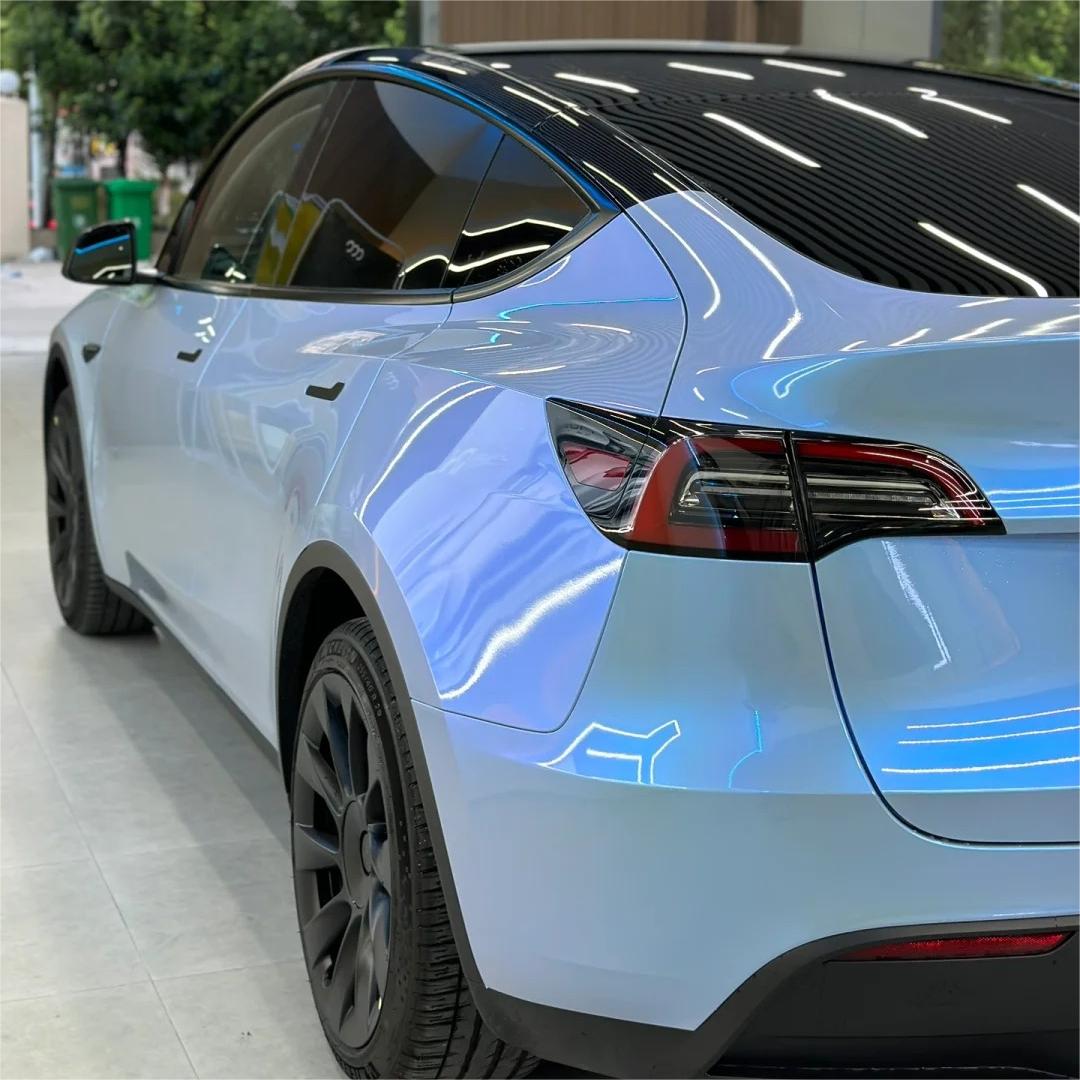 Gloss Metallic Chameleon Grey Blue Car Vinyl Wrap product image 9 - Veloro color shift vinyl wrap
