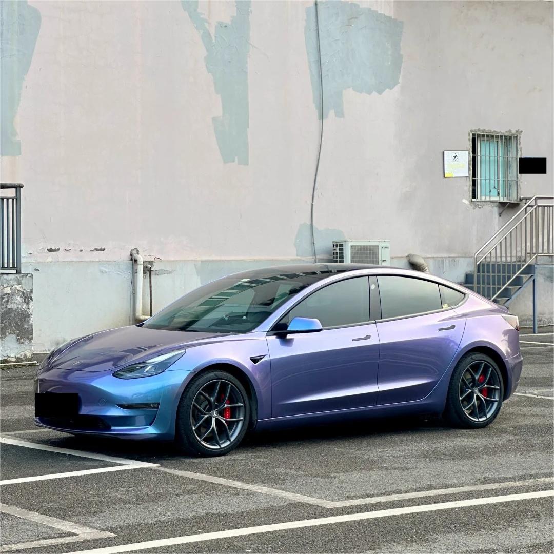Gloss Metallic Chameleon Grey Purple Car Vinyl Wrap PET product image 2 - Veloro color shift vinyl wrap