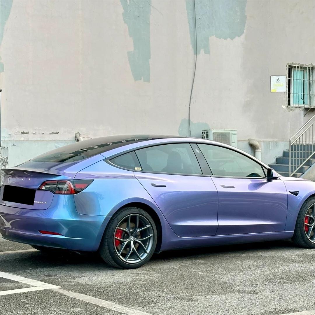 Gloss Metallic Chameleon Grey Purple Car Vinyl Wrap PET product image 6 - Veloro color shift vinyl wrap