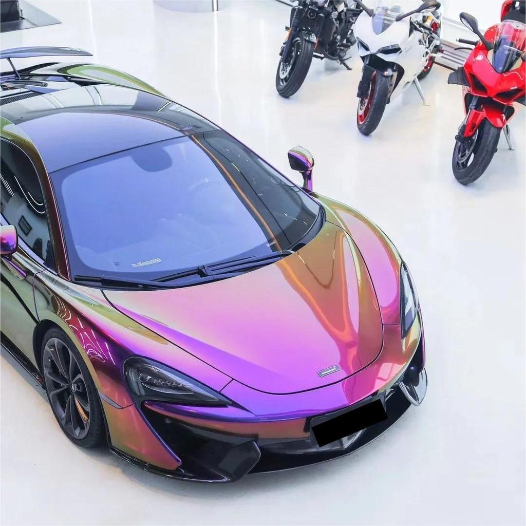 Gloss Metallic Chameleon Yellow Purple Car Vinyl Wrap PET product image 7 - Veloro color shift vinyl wrap