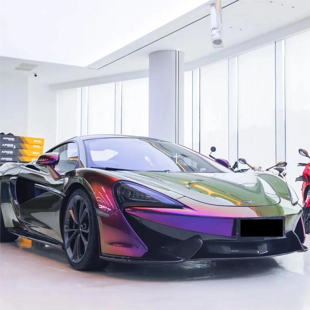 Gloss Metallic Chameleon Yellow Purple Car Vinyl Wrap PET product image 8 - Veloro color shift vinyl wrap