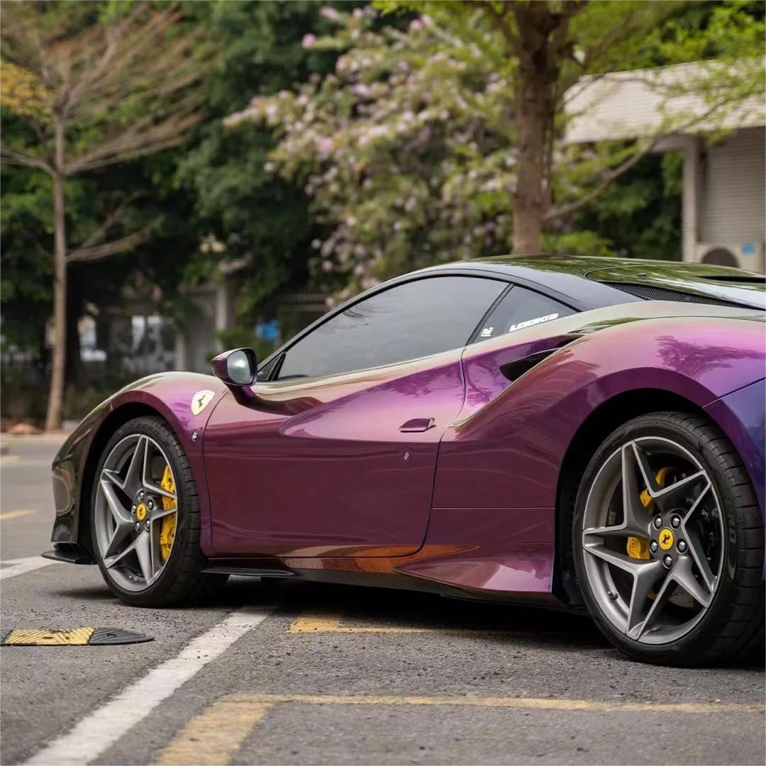 Gloss Metallic Chameleon Yellow Purple Car Vinyl Wrap PET product image 12 - Veloro color shift vinyl wrap