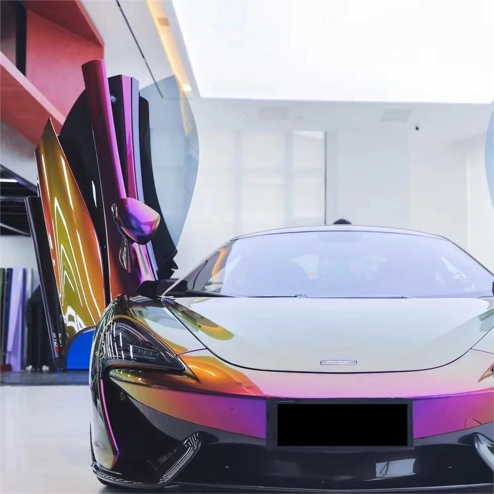 Gloss Metallic Chameleon Yellow Purple Car Vinyl Wrap PET product image 11 - Veloro color shift vinyl wrap