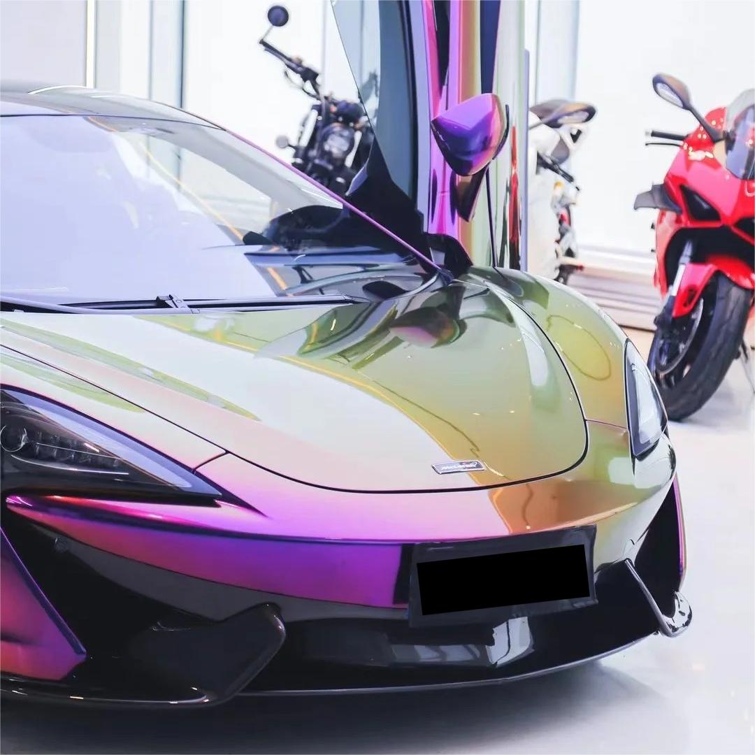 Gloss Metallic Chameleon Yellow Purple Car Vinyl Wrap PET product image 10 - Veloro color shift vinyl wrap