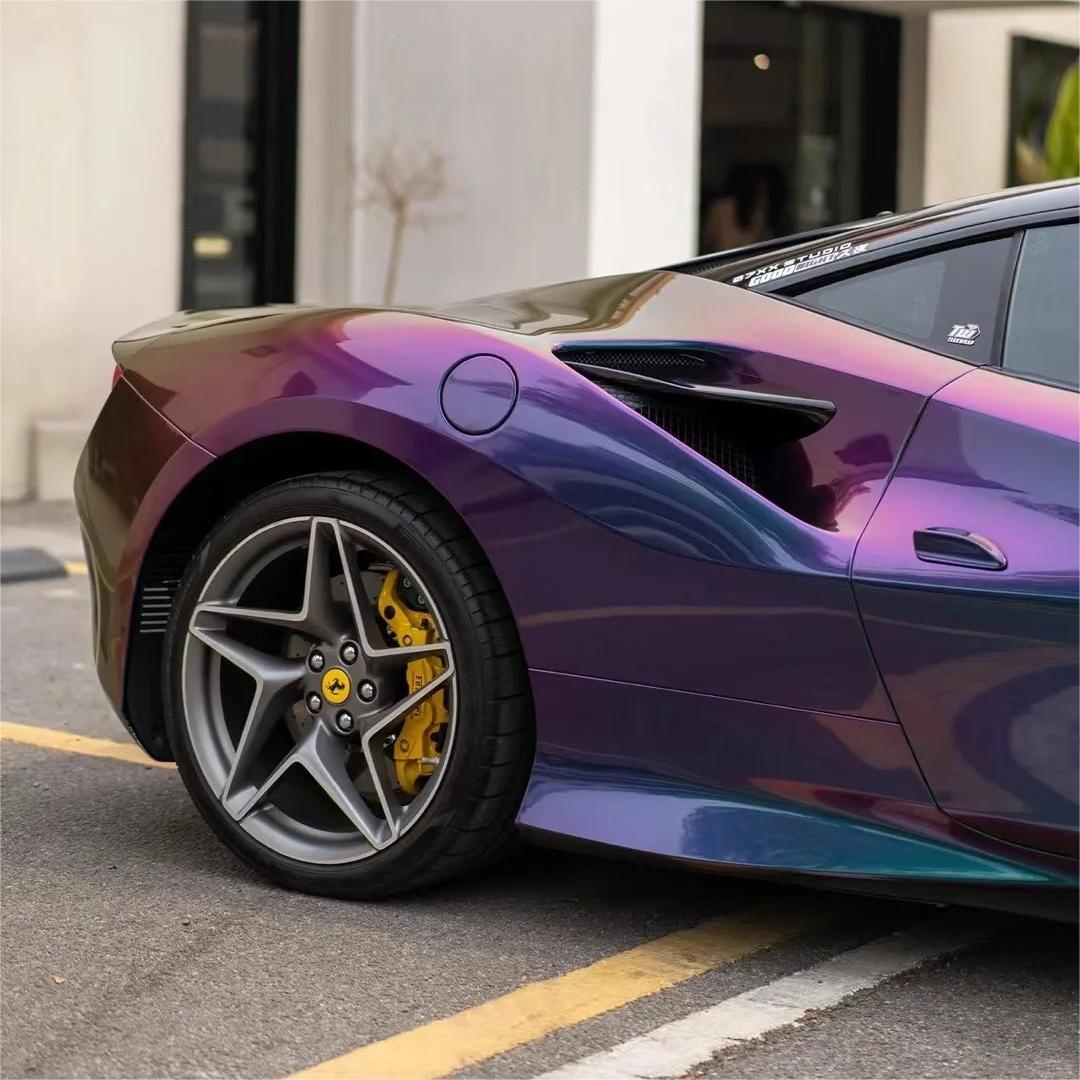 Gloss Metallic Chameleon Yellow Purple Car Vinyl Wrap PET product image 13 - Veloro color shift vinyl wrap