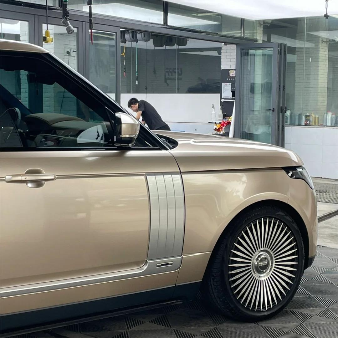 Gloss Metallic Champagne Gold Car Vinyl Wrap PET product image 8 - Veloro metallic vinyl wrap