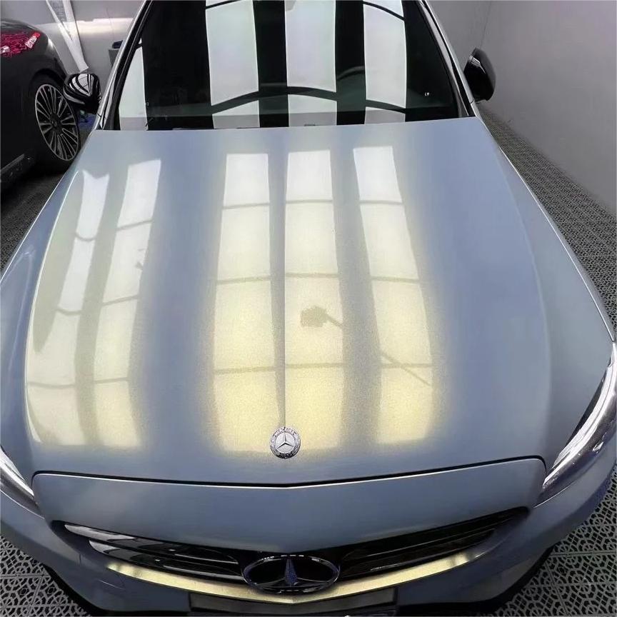 Gloss Metallic Diamond Chameleon Grey Gold Car Vinyl Wrap product image 9 - Veloro color shift vinyl wrap