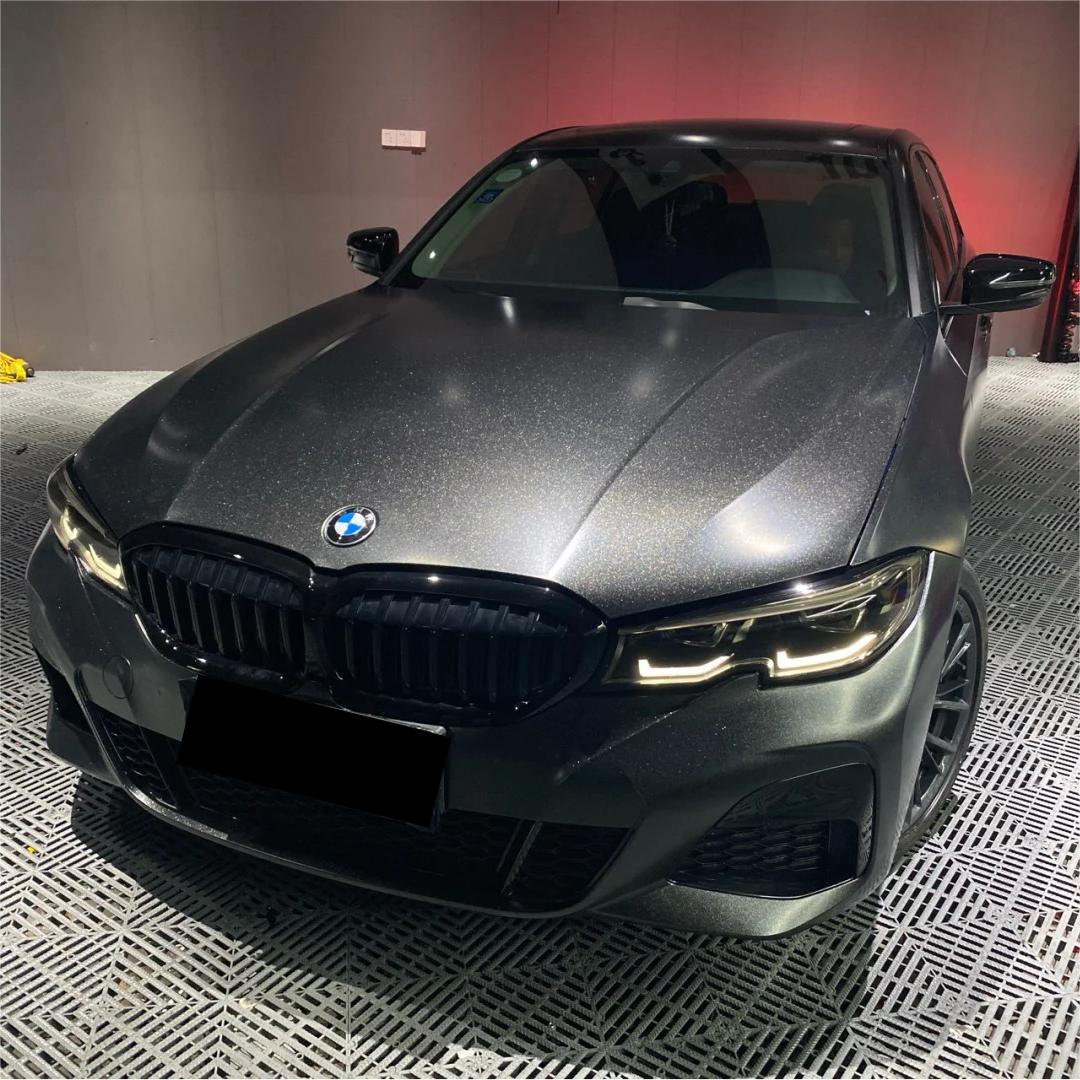 Gloss Metallic Diamond Graphite Black Car Vinyl Wrap product image 3 - Veloro metallic vinyl wrap