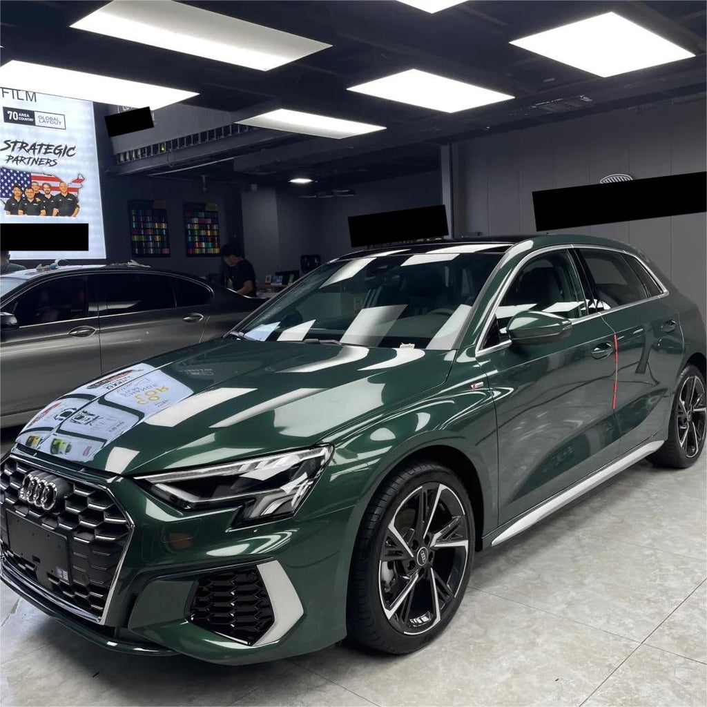 Gloss Metallic Forest Green Car Vinyl Wrap Audi product image 5 - Veloro metallic vinyl wrap