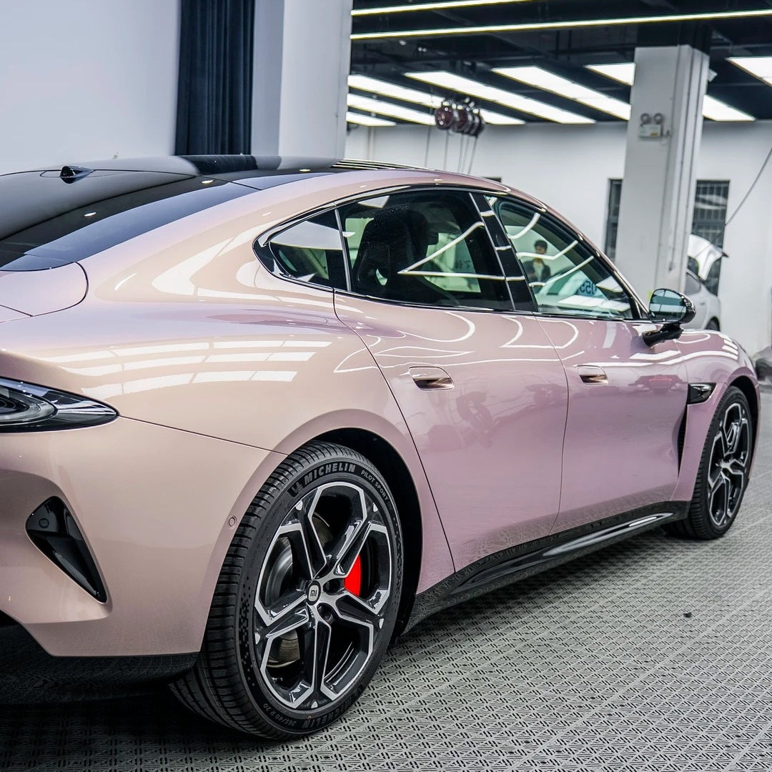 Gloss Metallic Gilded Rose Pink Car Vinyl Wrap PET product image 4 - Veloro metallic vinyl wrap