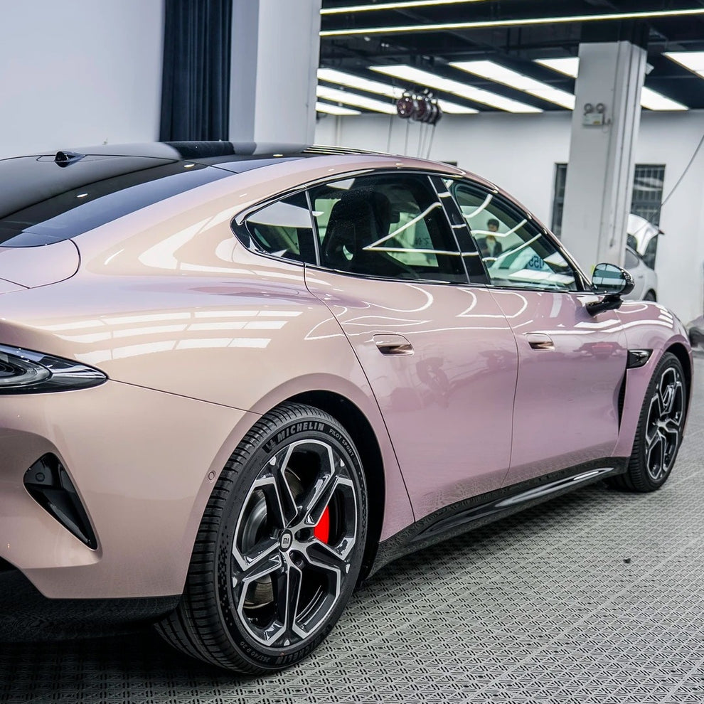 Gloss Metallic Gilded Rose Pink Car Vinyl Wrap PET product image 4 - Veloro metallic vinyl wrap