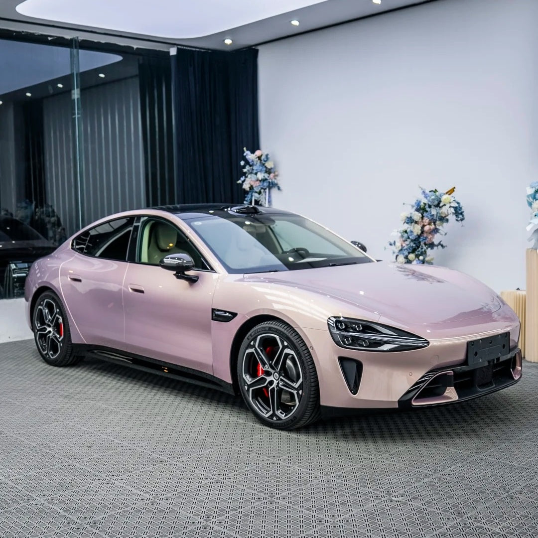 Gloss Metallic Gilded Rose Pink Car Vinyl Wrap PET product image 2 - Veloro metallic vinyl wrap