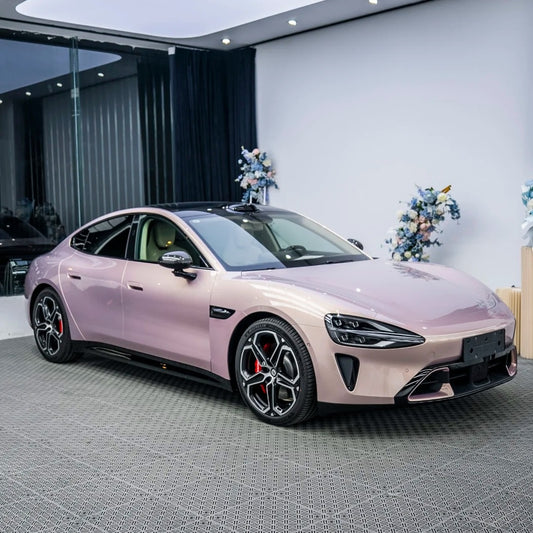 Gloss Metallic Gilded Rose Pink Car Vinyl Wrap PET product image 2 - Veloro metallic vinyl wrap