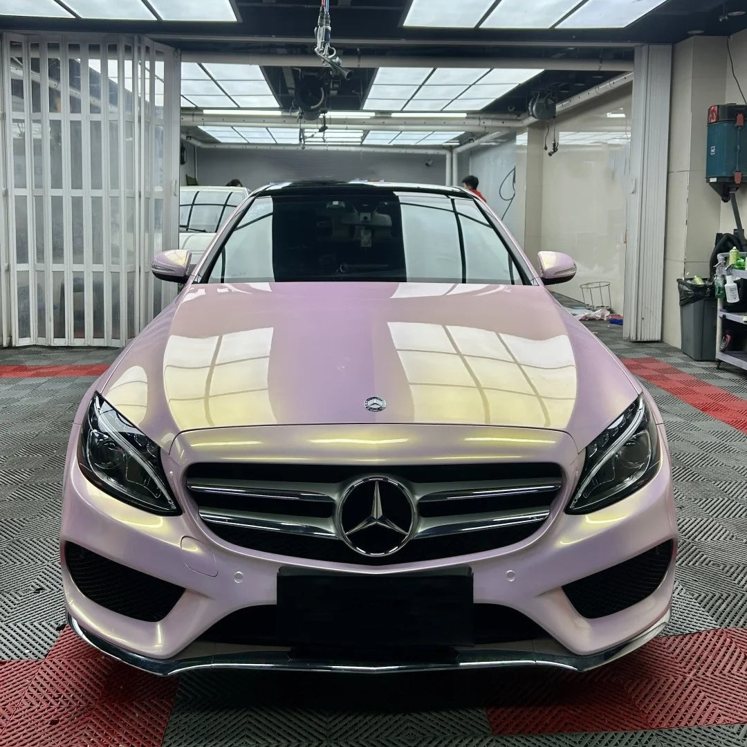 Gloss Metallic Glazed Gold Pink Car Vinyl Wrap PET product image 4 - Veloro metallic vinyl wrap