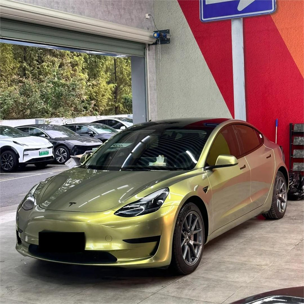 Gloss Metallic Green Gold Car Vinyl Wrap product image 3 - Veloro metallic vinyl wrap