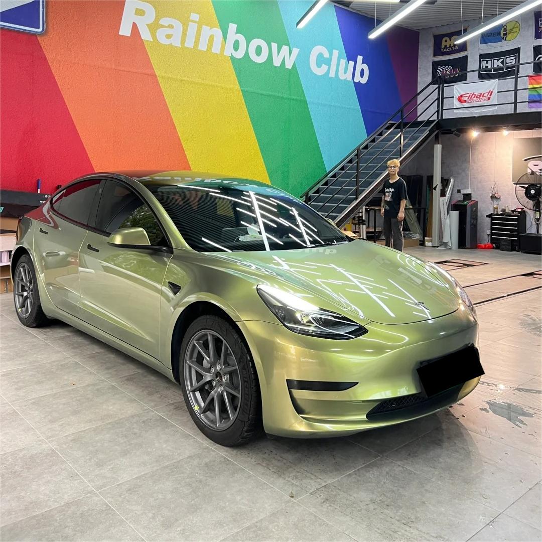 Gloss Metallic Green Gold Car Vinyl Wrap product image 6 - Veloro metallic vinyl wrap