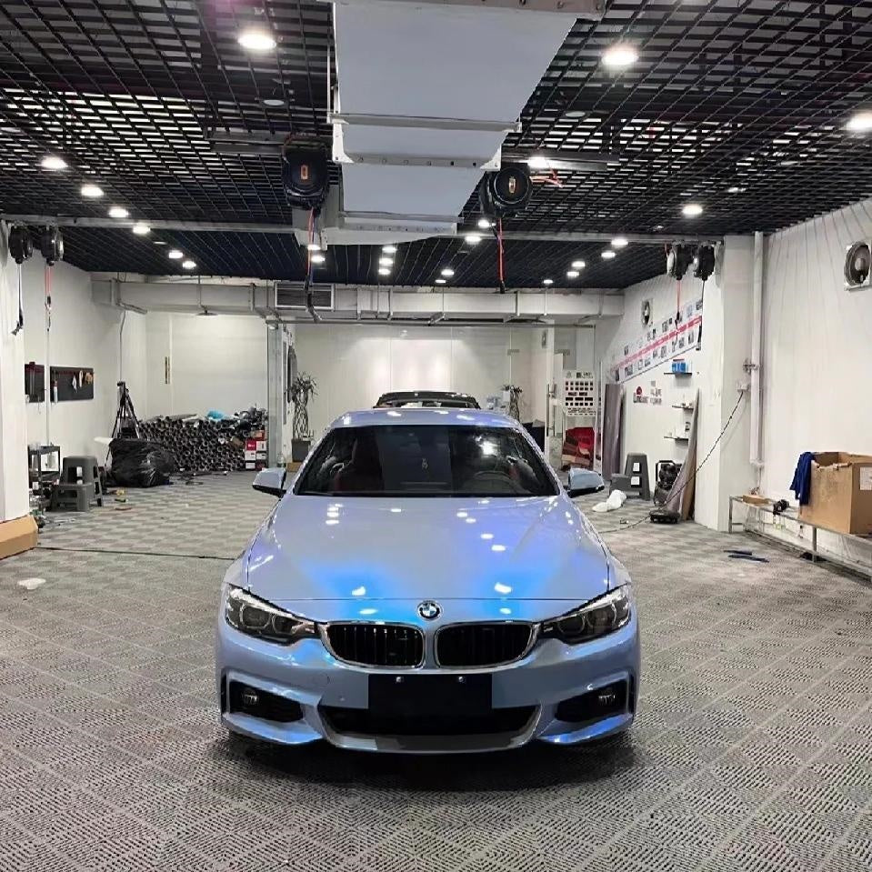 Gloss Metallic Grey Blue Car Vinyl Wrap PET product image 3 - Veloro metallic vinyl wrap