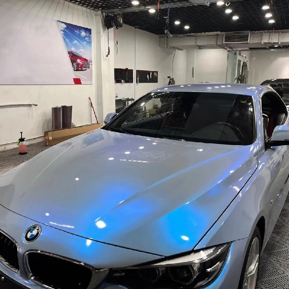Gloss Metallic Grey Blue Car Vinyl Wrap PET product image 6 - Veloro metallic vinyl wrap