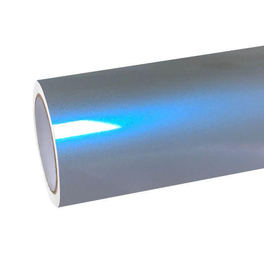 Gloss Metallic Grey Blue Car Vinyl Wrap PET