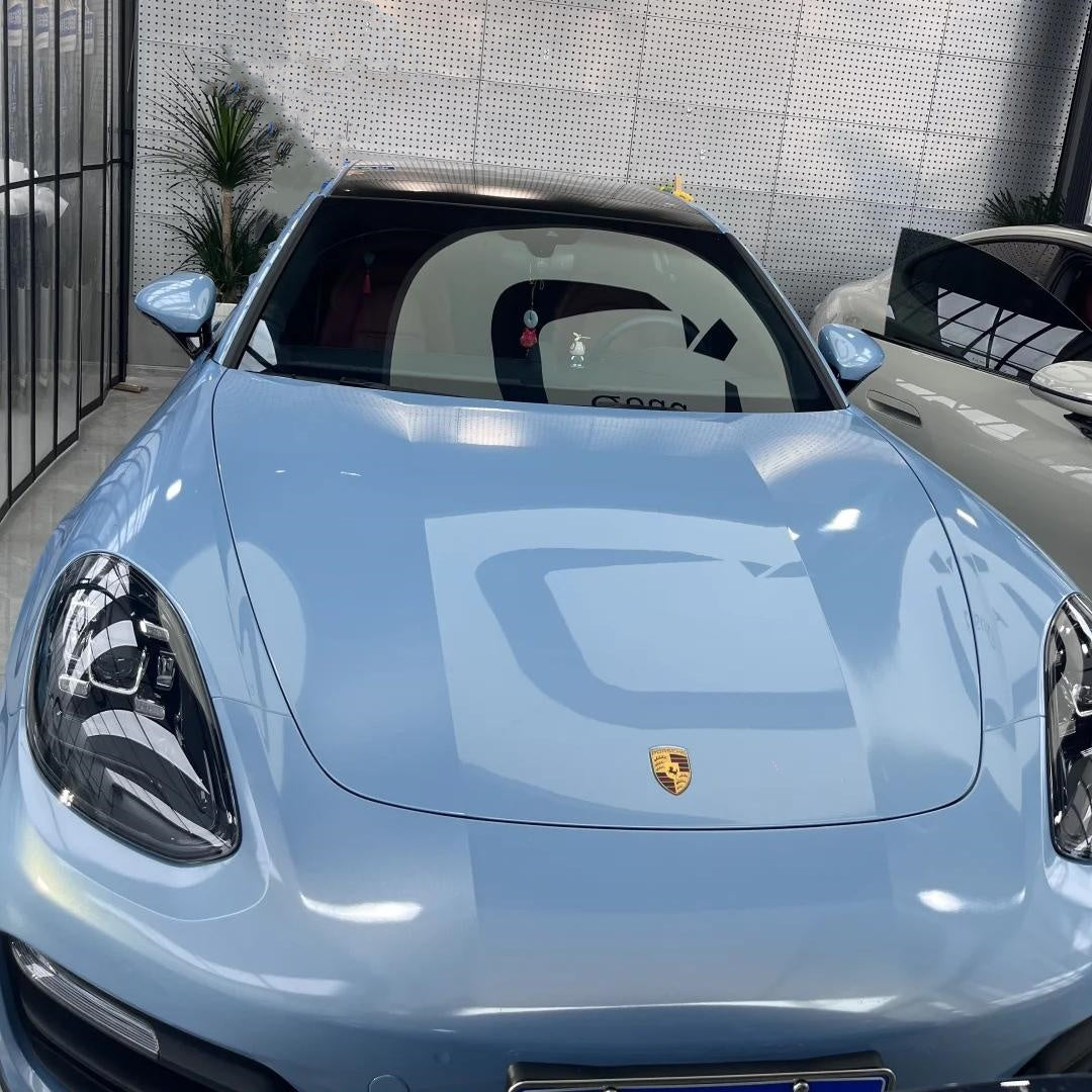 Gloss Metallic Porsche Ice Blue Car Vinyl Wrap PET product image 6 - Veloro metallic vinyl wrap