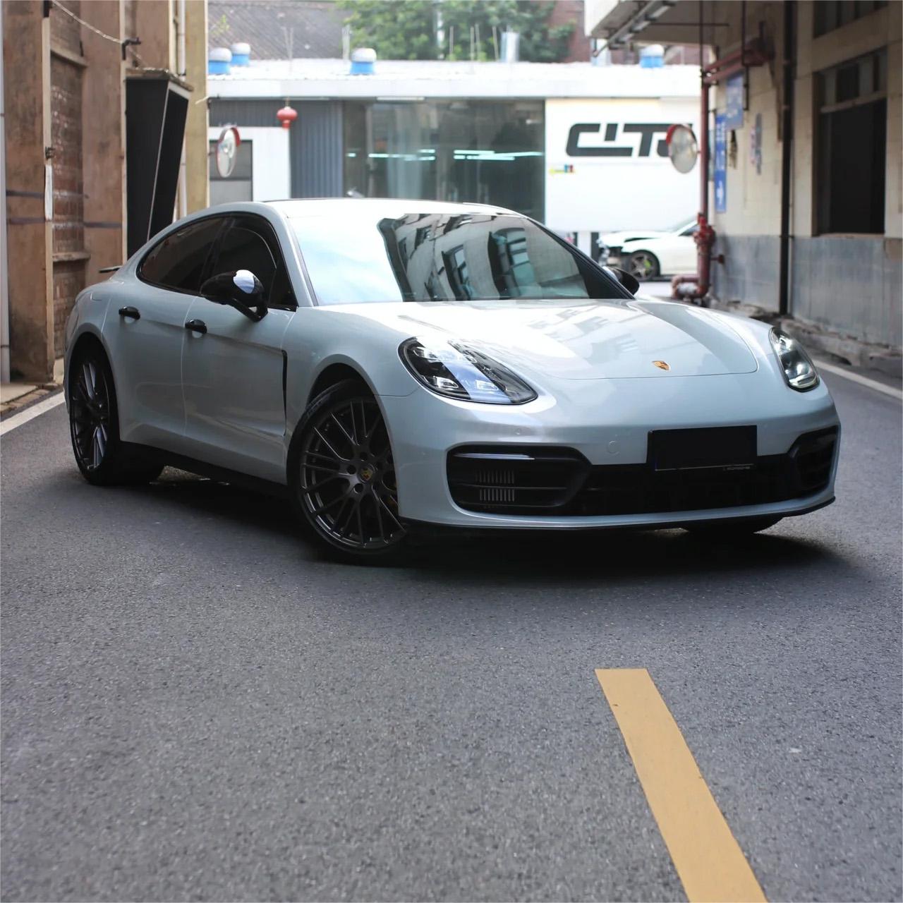 Gloss Metallic Martin Silver Grey Car Vinyl Wrap Porsche PET product image 10 - Veloro metallic vinyl wrap
