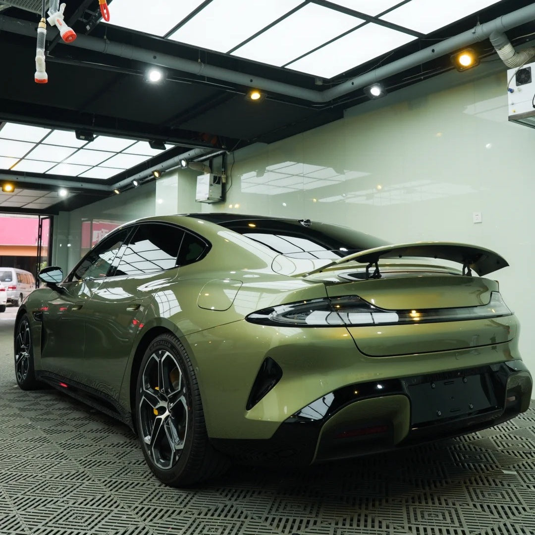 Gloss Metallic MIUI Olive Green Car Vinyl Wrap PET product image 4 - Veloro metallic vinyl wrap