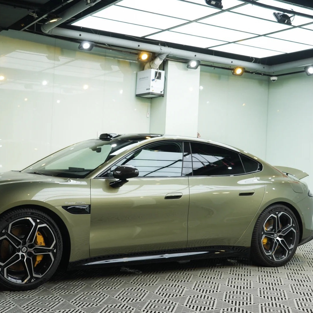 Gloss Metallic MIUI Olive Green Car Vinyl Wrap PET product image 6 - Veloro metallic vinyl wrap
