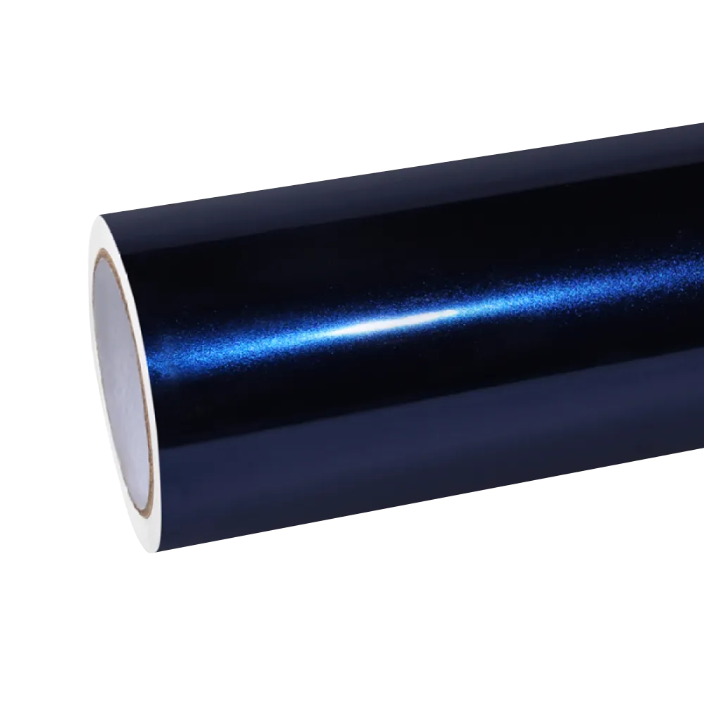 Glossy Metallic Glitter Black Blue Vinyl Wrap