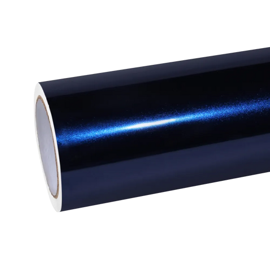 Glossy Metallic Glitter Black Blue Vinyl Wrap