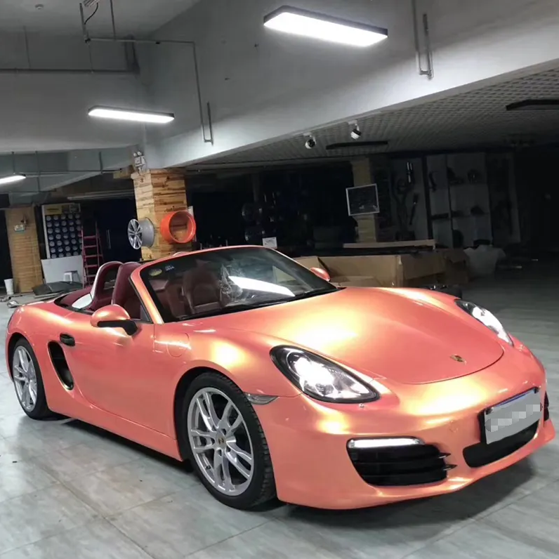 Gloss Metallic Coral Peach Gold Pink Vinyl Car Wrap product image 4 - Veloro metallic vinyl wrap
