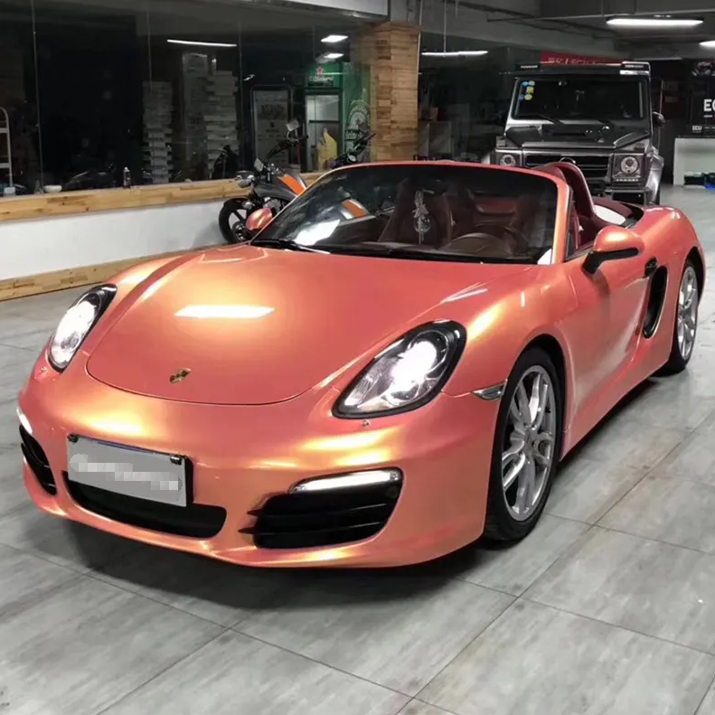 Gloss Metallic Coral Peach Gold Pink Vinyl Car Wrap product image 2 - Veloro metallic vinyl wrap