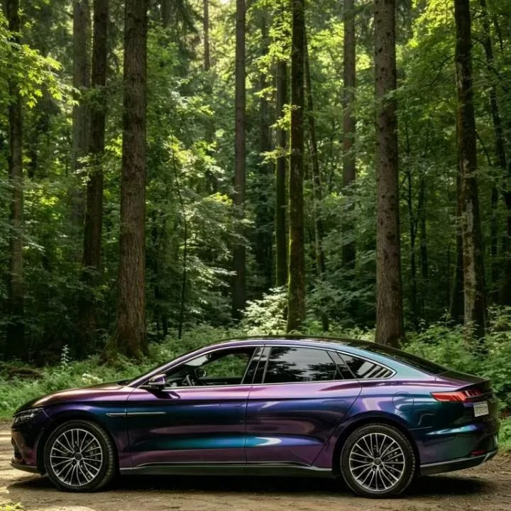 Gloss Metallic Chameleon Prasinous Green Car Vinyl Wrap PET product image 2 - Veloro color shift vinyl wrap