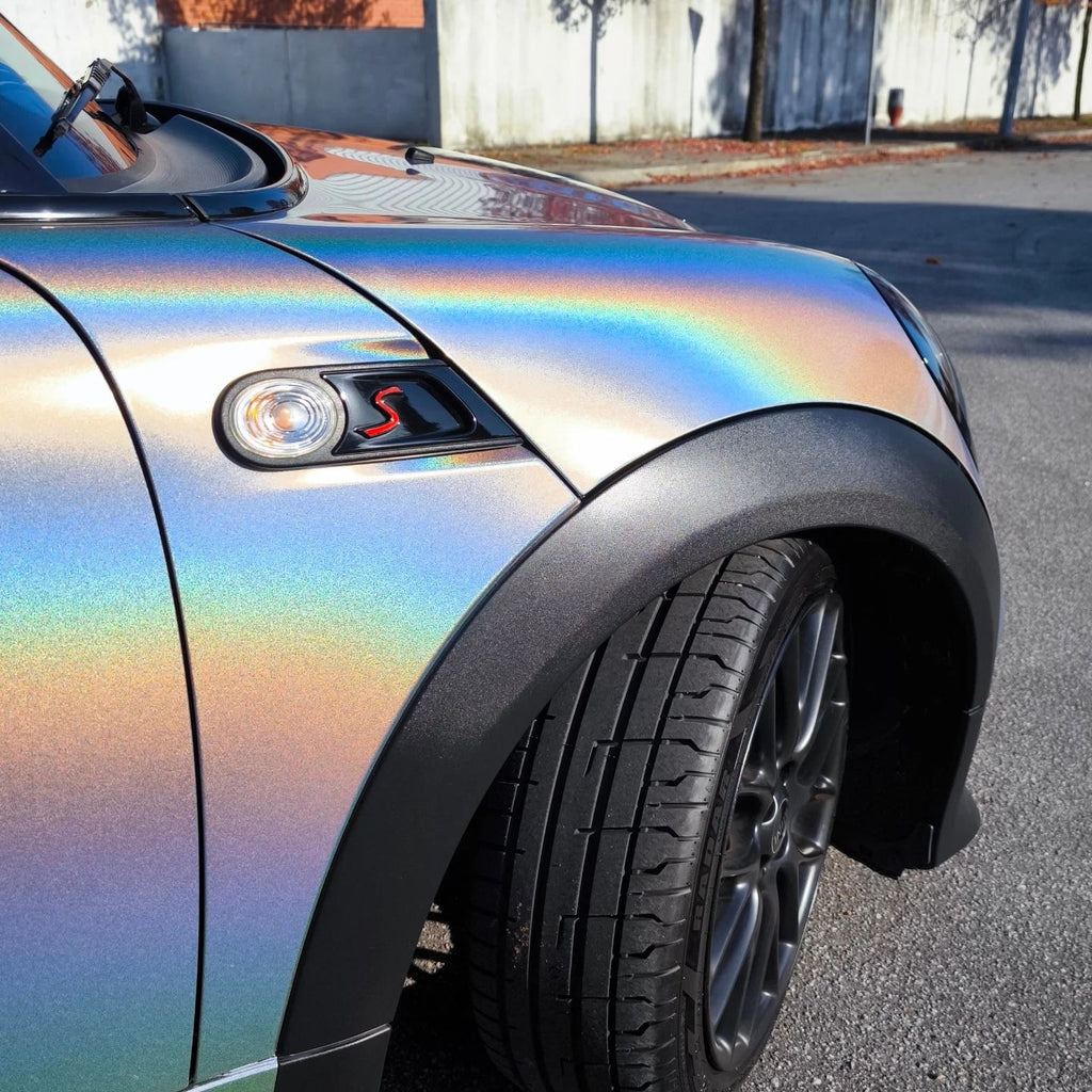 Gloss Metallic Rainbow Holographic Silver Car Vinyl Wrap PET product image 5 - Veloro metallic vinyl wrap