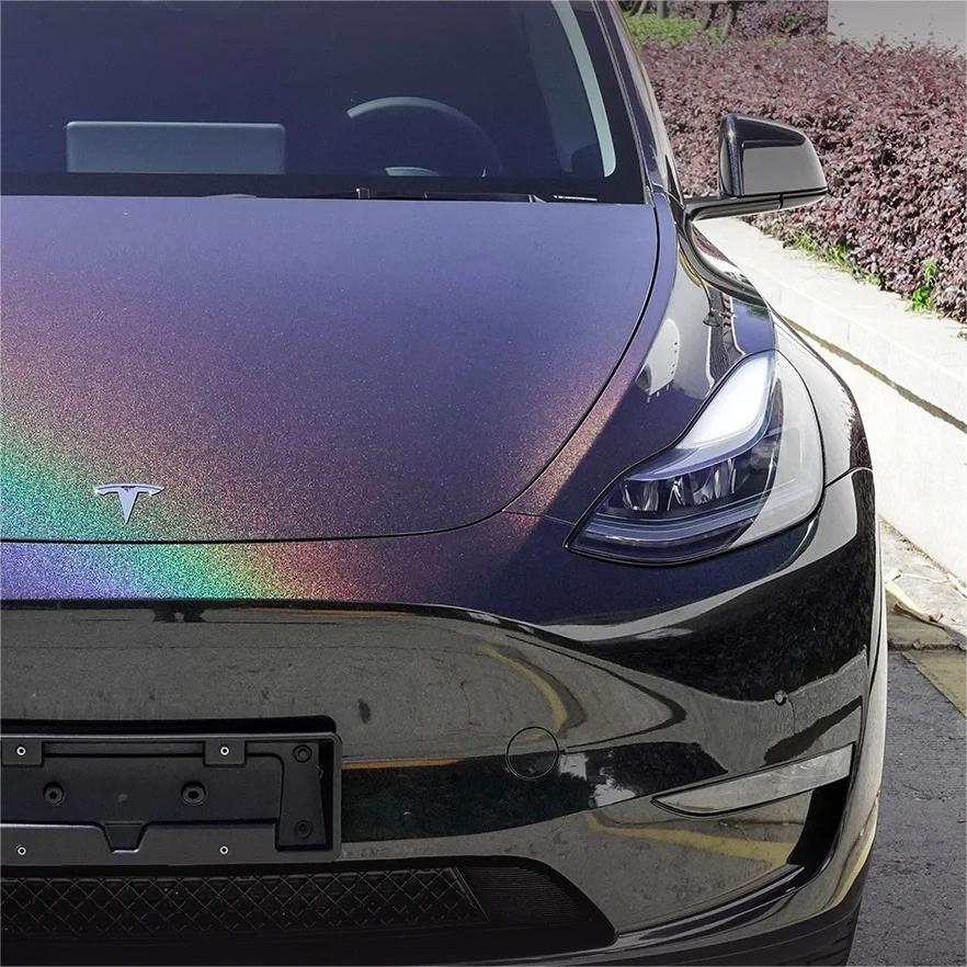Gloss Metallic Rainbow Laser Black Car Vinyl Wrap PET product image 5 - Veloro metallic vinyl wrap