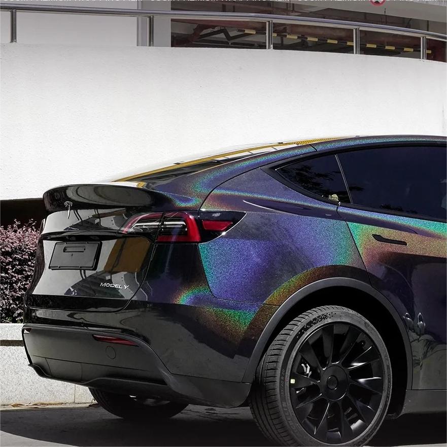 Gloss Metallic Rainbow Laser Black Car Vinyl Wrap PET product image 6 - Veloro metallic vinyl wrap