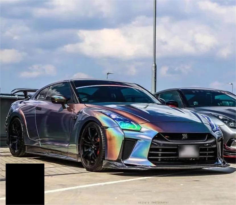 Gloss Metallic Rainbow Laser Flip Psychedelic Grey Car Vinyl Wrap product image 6 - Veloro metallic vinyl wrap